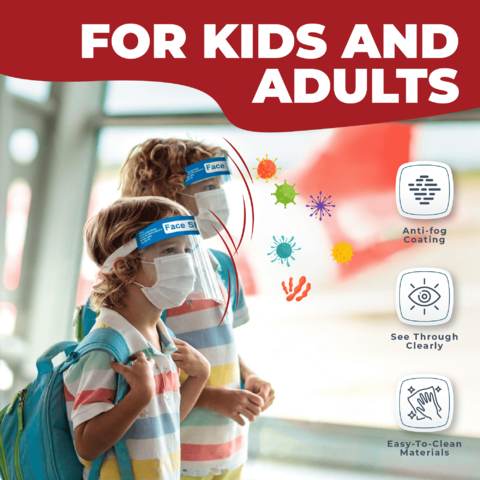 Face shields for kids and adults