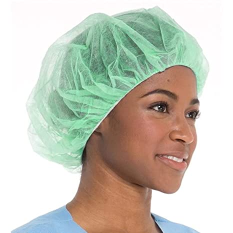 Green 21" Disposable Bouffant Caps