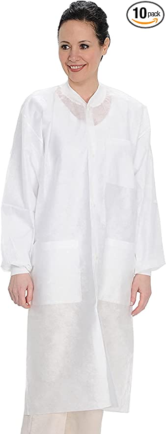 10 Pack White Disposable Lab Coats
