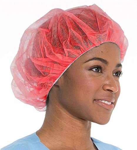 Red 21" Disposable Bouffant Caps