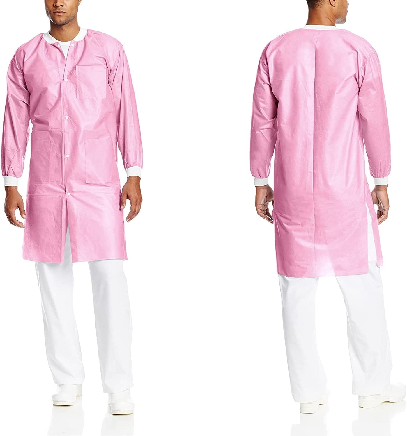 10 Pack Pink Disposable Lab Coats