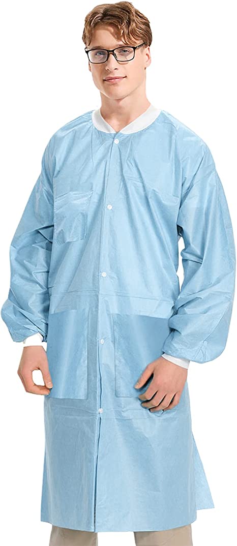 10 Pack Medical Blue Disposable Lab Coats
