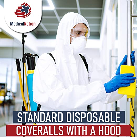 Standard disposable coveralls with a hood