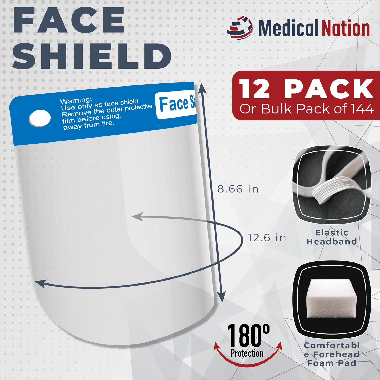 Face shields bulk pack of 144