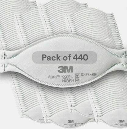 Aura 9205+ NIOSH N95 Particulate Respirator, Case of 440 Respirators. Flat Fold