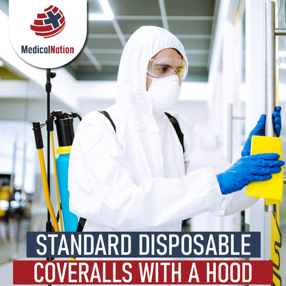 Standard disposable coveralls with hood