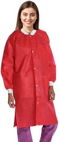 10 Pack Red Disposable Lab Coats