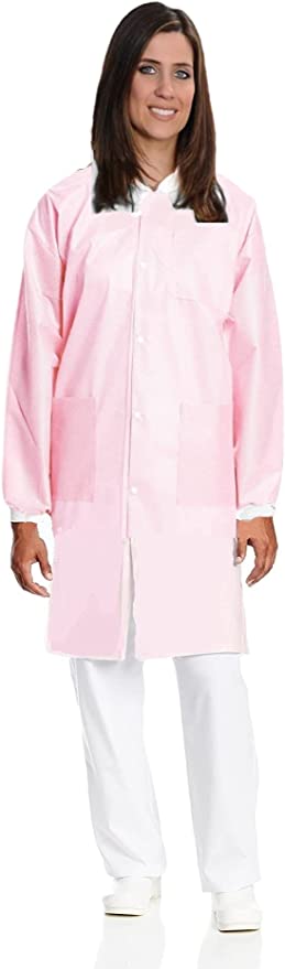 10 Pack Light Pink Disposable Lab Coats