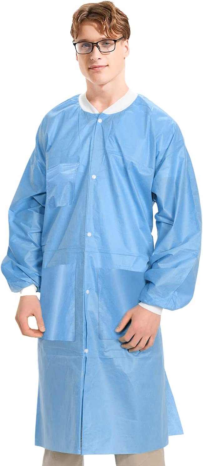 10 Pack Ceil Blue Disposable Lab Coats