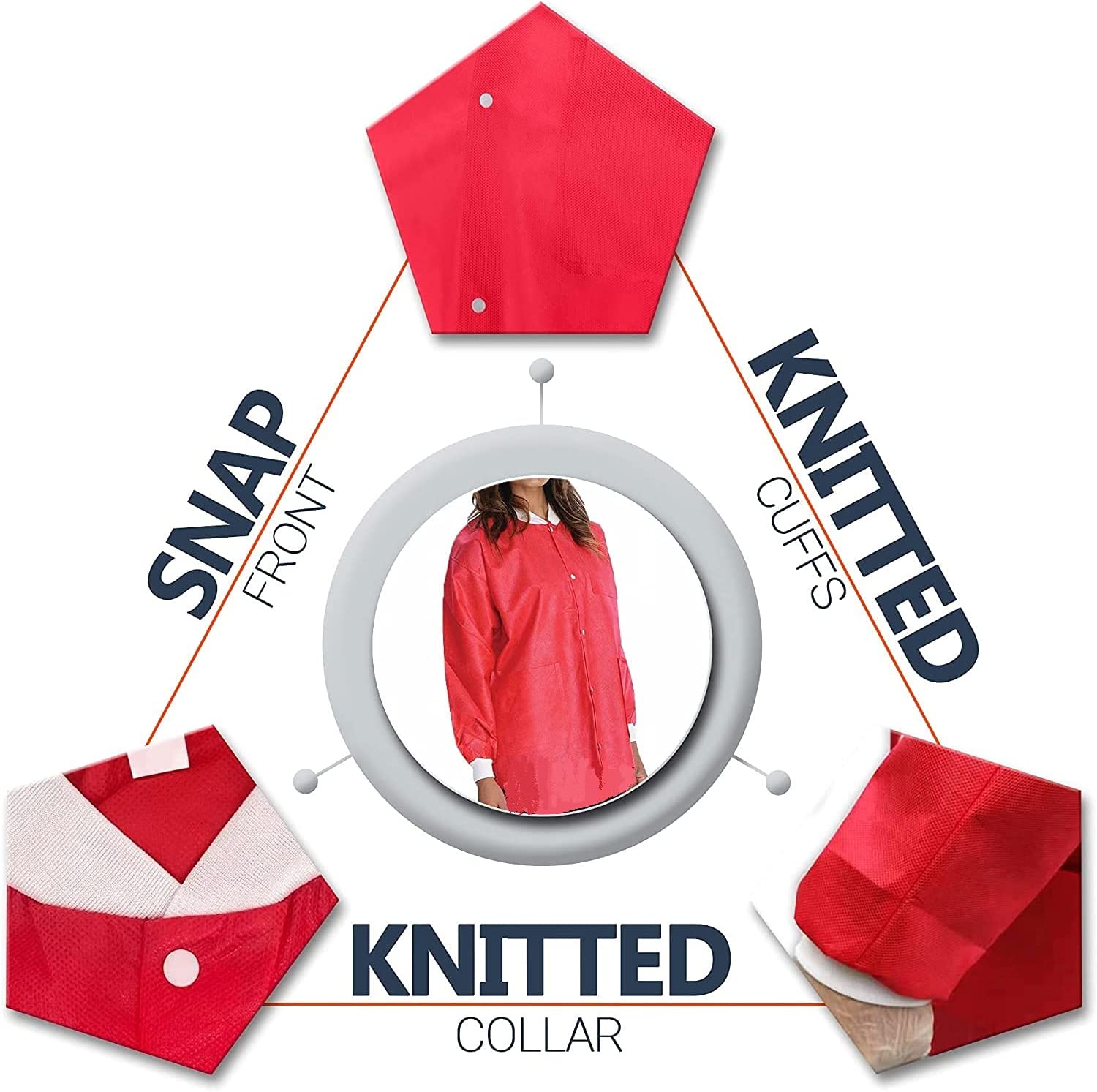 Knitted collar red lab coat