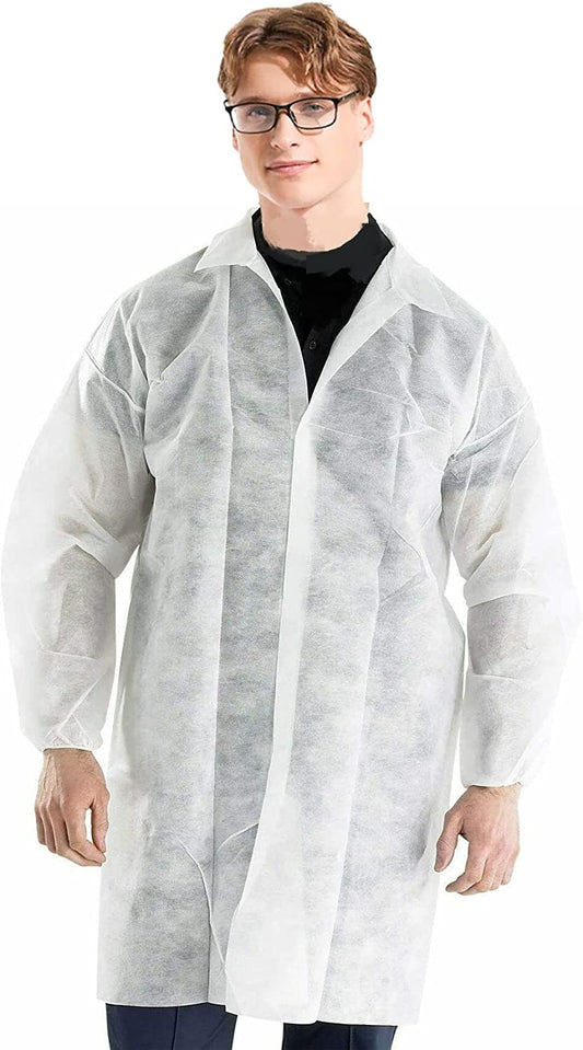 White Disposable Lab Coats  Case of 30
