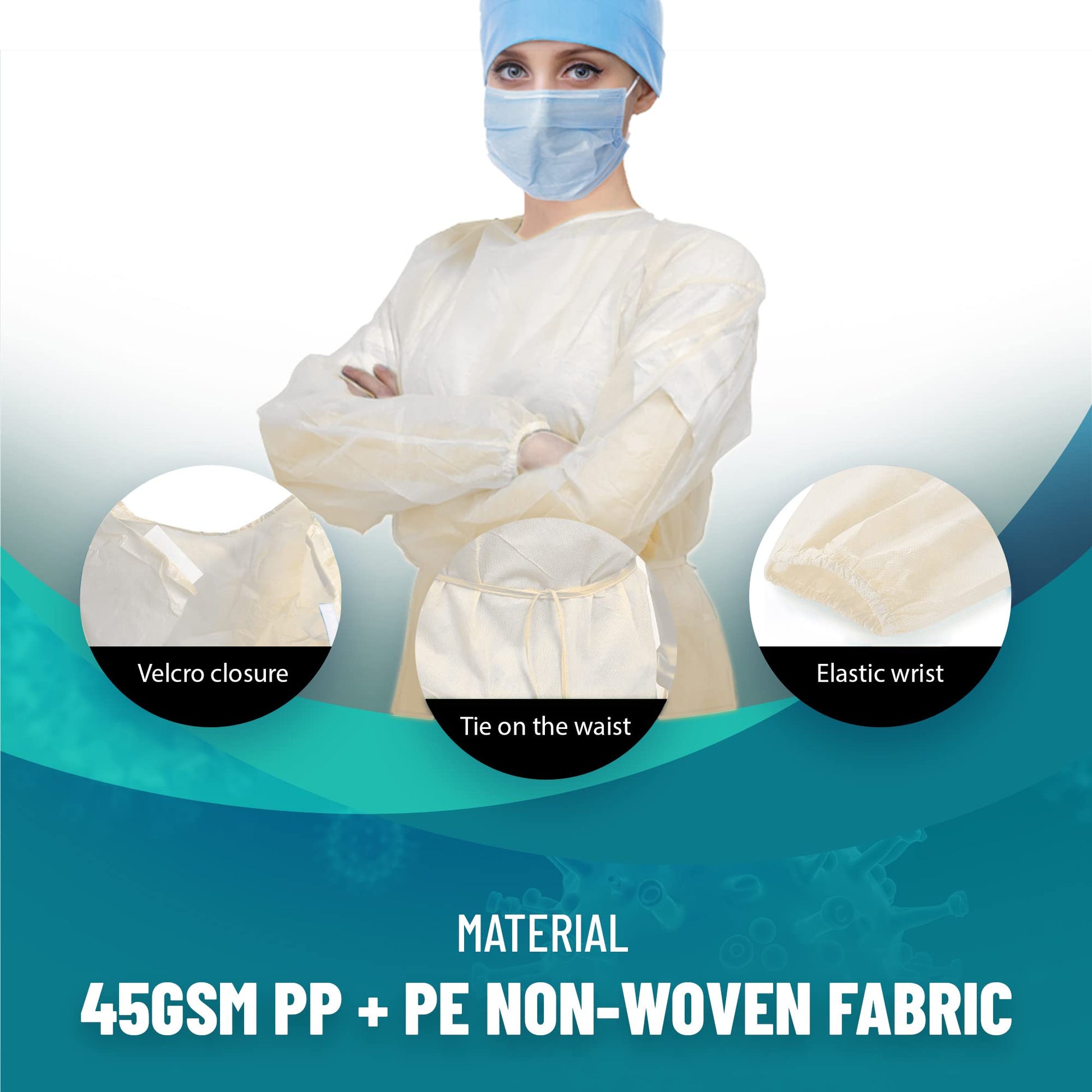 non-woven material, Medical Nation’s lightweight isolation gowns